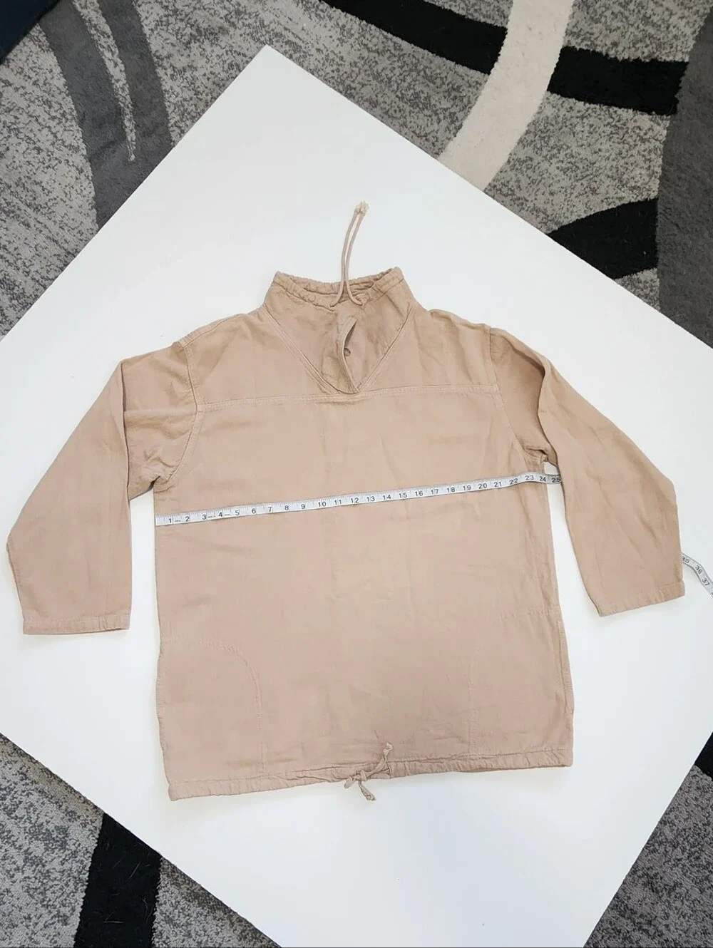 Soft Surroundings Beige Linen Blend Drawstring Pullover Top Size L